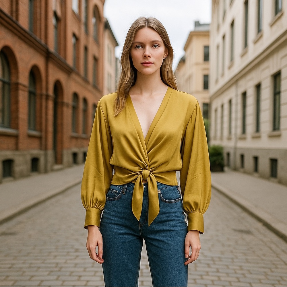 Urban outfitters long sleeves gold Blouse